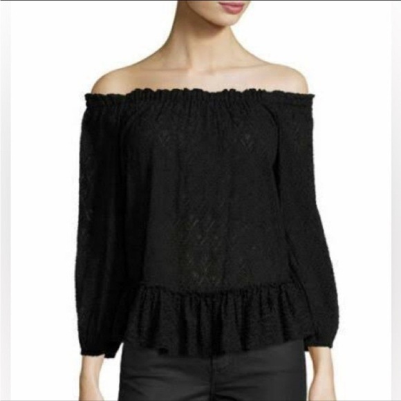 Rebecca Taylor Dark Romantic Silk Off Shoulder Top - Picture 1 of 8